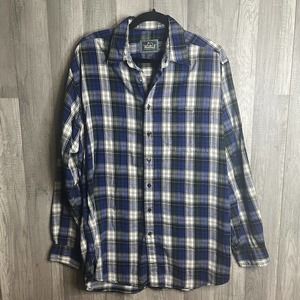 Woolrich‎ Plaid Flannel Button Shirt Men's L Long Sleeve 100% Cotton Large Long
